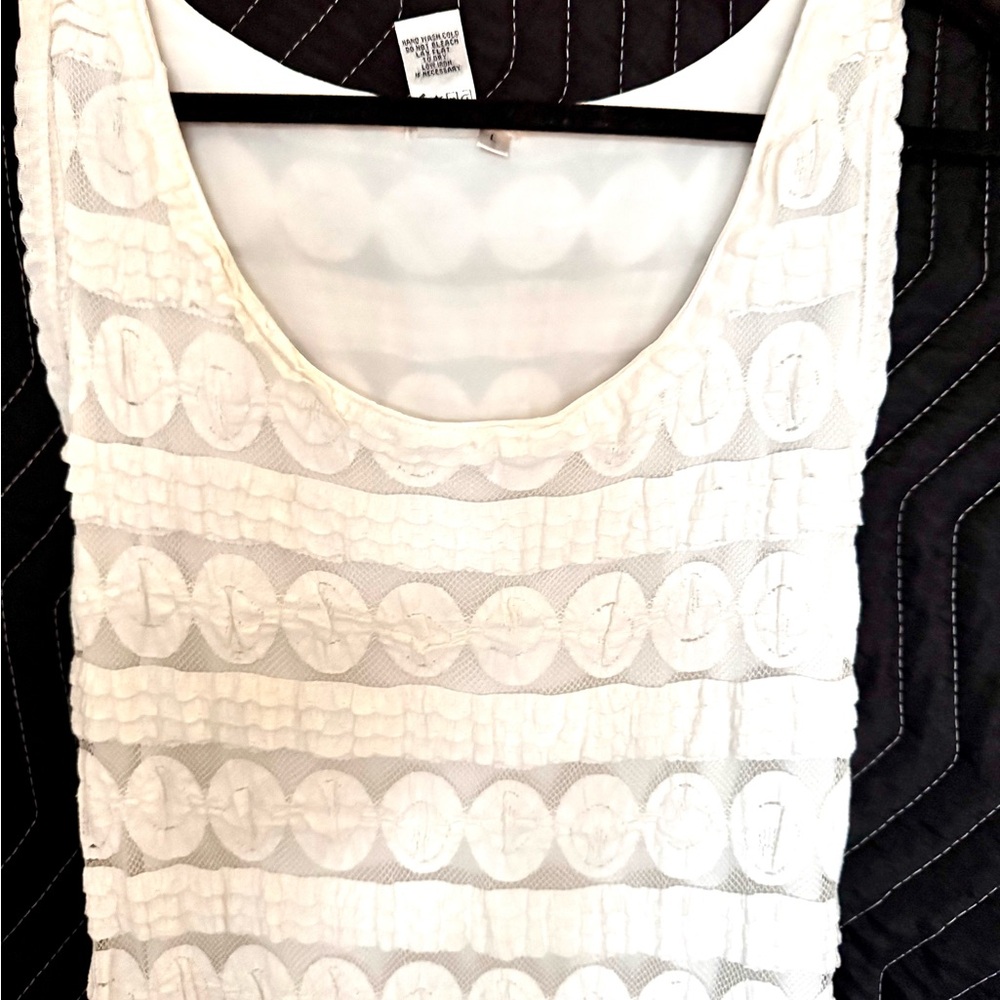 Sophie Max Cream Smocked Tiered Mini Dress med/lge